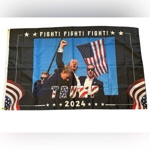 Black and Blue Trump 2024 Flag NWOT FIGHTER FIGHT FIGHT TRUMP 2024 3 x 5